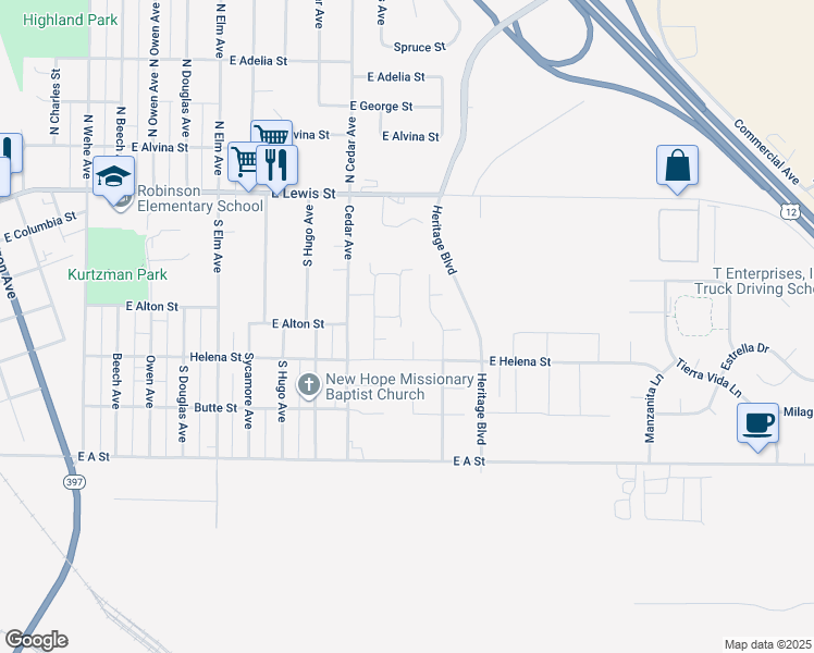map of restaurants, bars, coffee shops, grocery stores, and more near 407 Cedar Avenue in Pasco