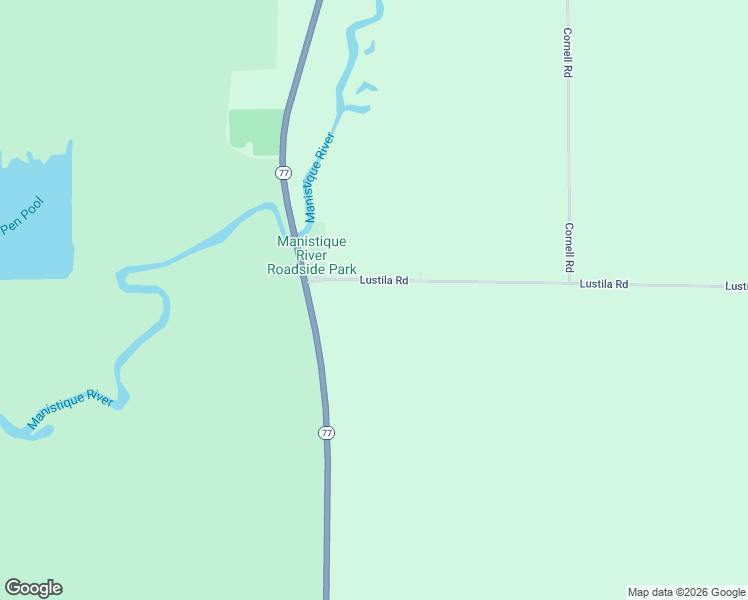 map of restaurants, bars, coffee shops, grocery stores, and more near 1164 Lustila Road in Germfask