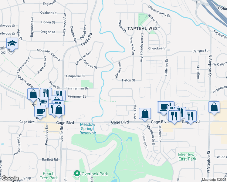 map of restaurants, bars, coffee shops, grocery stores, and more near 1626 Venus Circle in Richland