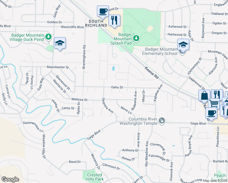 map of restaurants, bars, coffee shops, grocery stores, and more near 1780 Elder Court in Richland