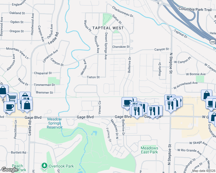 map of restaurants, bars, coffee shops, grocery stores, and more near 1690 Cactus Loop in Richland