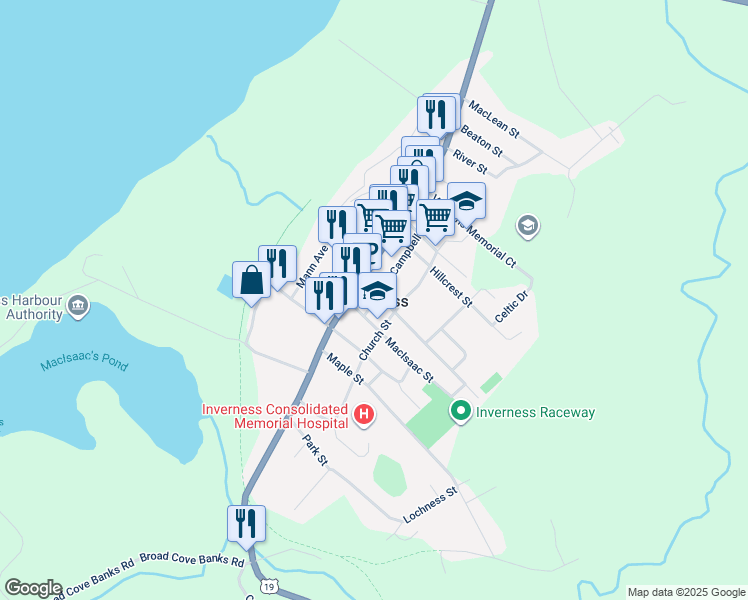 map of restaurants, bars, coffee shops, grocery stores, and more near in Inverness