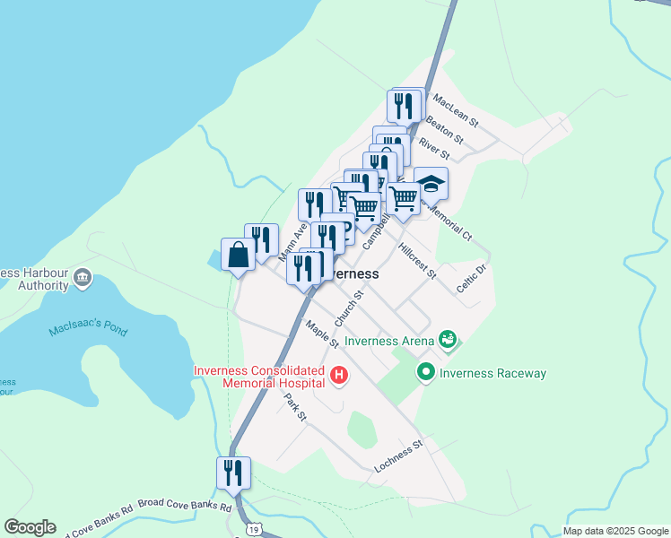 map of restaurants, bars, coffee shops, grocery stores, and more near 15832 Central Avenue in Inverness