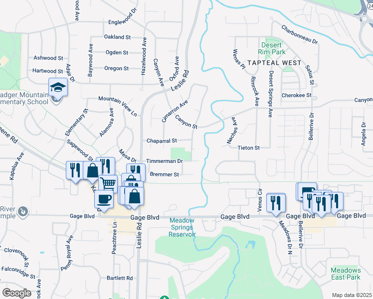 map of restaurants, bars, coffee shops, grocery stores, and more near 1609 Amon Drive in Richland