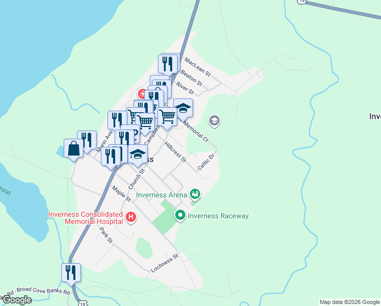 map of restaurants, bars, coffee shops, grocery stores, and more near in Inverness