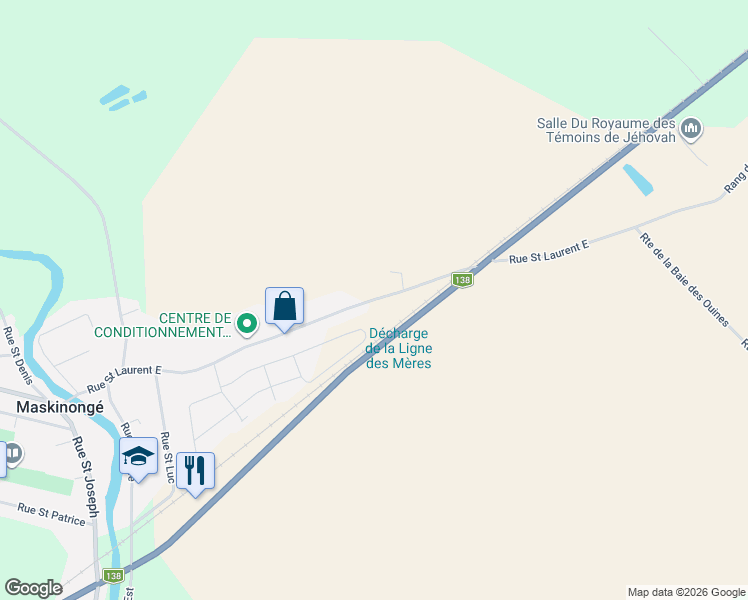 map of restaurants, bars, coffee shops, grocery stores, and more near 338 Rang du Petit-Bois in Maskinongé