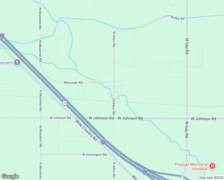 map of restaurants, bars, coffee shops, grocery stores, and more near 11002 North Albro Road in Prosser