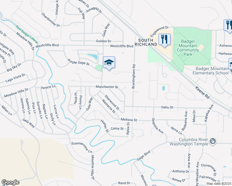 map of restaurants, bars, coffee shops, grocery stores, and more near 604 Southwell Street in Richland
