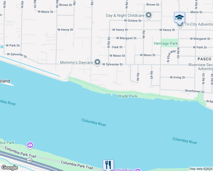 map of restaurants, bars, coffee shops, grocery stores, and more near 400 North Road 52 in Pasco