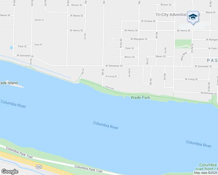 map of restaurants, bars, coffee shops, grocery stores, and more near Lentz Road in Pasco