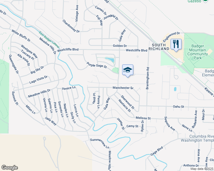map of restaurants, bars, coffee shops, grocery stores, and more near 1580 Manchester Street in Richland