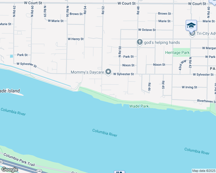 map of restaurants, bars, coffee shops, grocery stores, and more near 5104 West Irving Street in Pasco