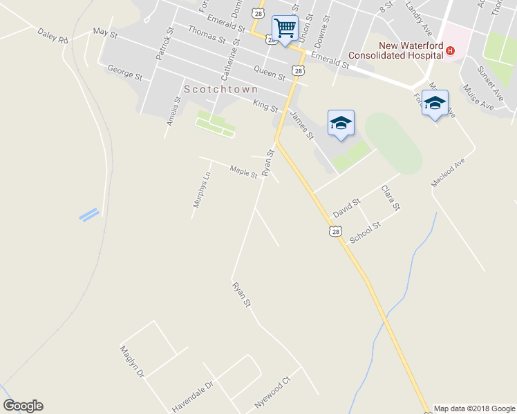 map of restaurants, bars, coffee shops, grocery stores, and more near 16 Ryan Street in River Ryan