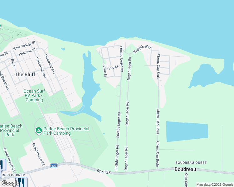 map of restaurants, bars, coffee shops, grocery stores, and more near Euclide Leger Road in Beaubassin East