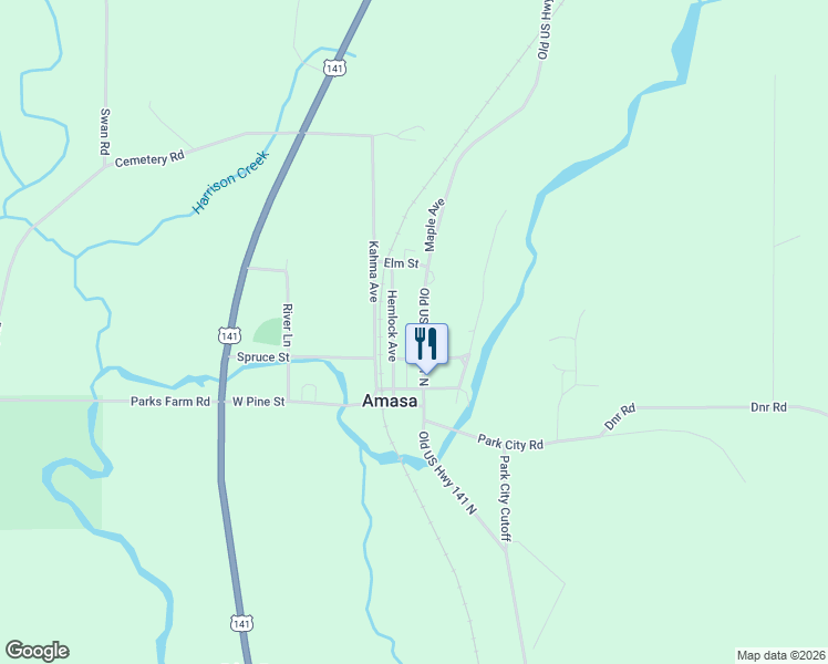 map of restaurants, bars, coffee shops, grocery stores, and more near 327 Maple Avenue in Crystal Falls