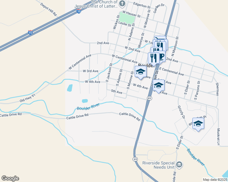 map of restaurants, bars, coffee shops, grocery stores, and more near 358-398 S Adams St in Boulder