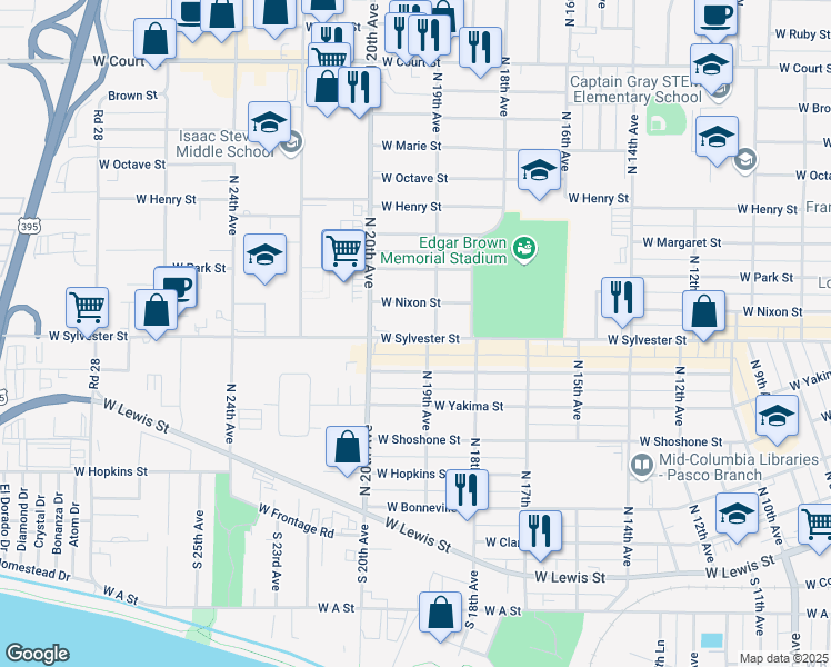 map of restaurants, bars, coffee shops, grocery stores, and more near 698 N 19th Ave in Pasco