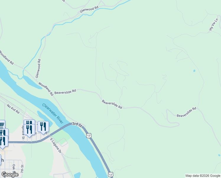 map of restaurants, bars, coffee shops, grocery stores, and more near 167 Beaverslide Road in Kamiah