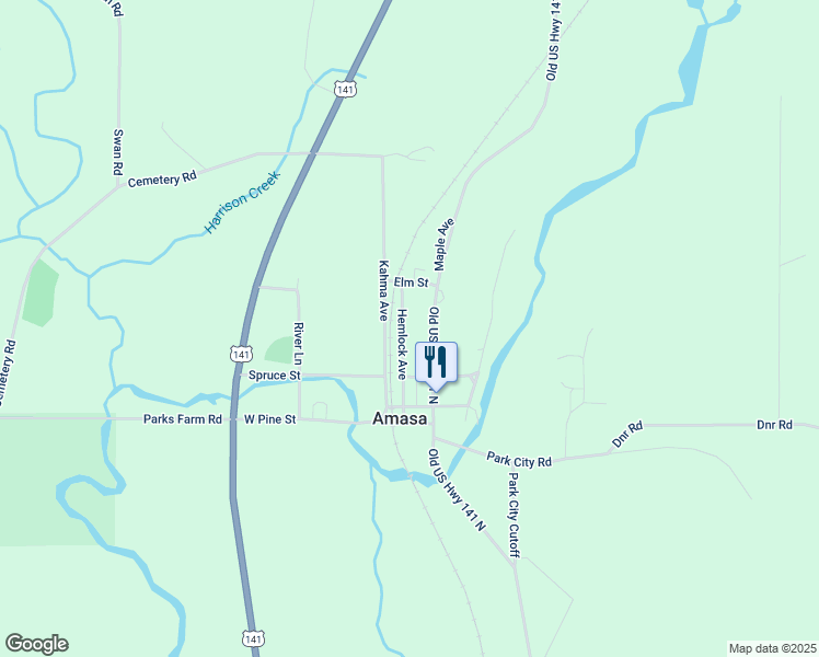 map of restaurants, bars, coffee shops, grocery stores, and more near 318 Hemlock Avenue in Crystal Falls
