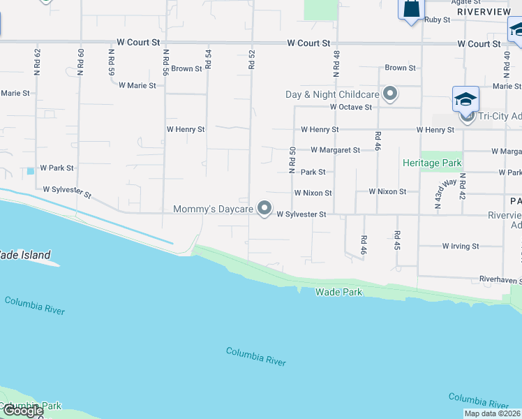 map of restaurants, bars, coffee shops, grocery stores, and more near 5105 West Sylvester Street in Pasco
