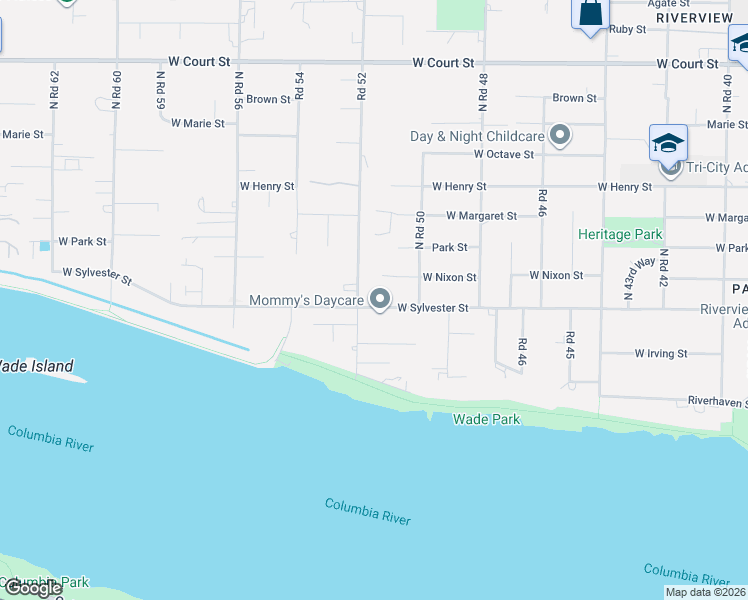 map of restaurants, bars, coffee shops, grocery stores, and more near 5105 West Sylvester Street in Pasco