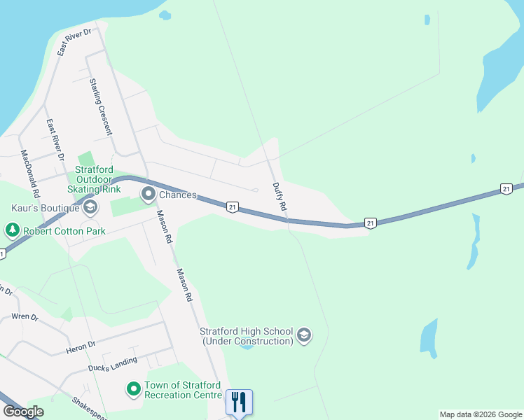 map of restaurants, bars, coffee shops, grocery stores, and more near 175 Bunbury Road in Stratford