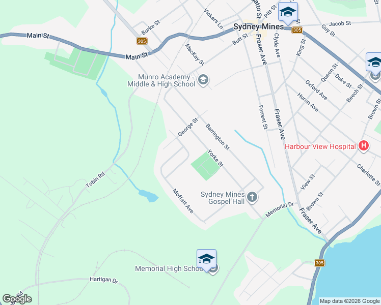 map of restaurants, bars, coffee shops, grocery stores, and more near 17 Macdonald Crescent in Sydney Mines