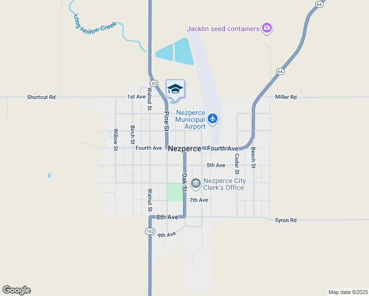map of restaurants, bars, coffee shops, grocery stores, and more near Idaho 64 in Nezperce