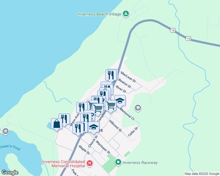 map of restaurants, bars, coffee shops, grocery stores, and more near 15921 Central Avenue in Inverness