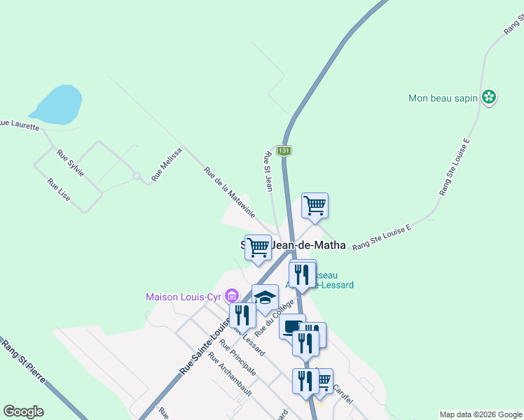 map of restaurants, bars, coffee shops, grocery stores, and more near 41 Rue de la Matawinie in Saint-Jean-de-Matha
