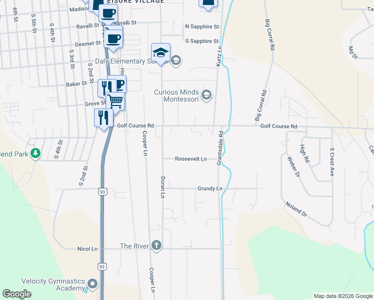 map of restaurants, bars, coffee shops, grocery stores, and more near 264 Roosevelt Lane in Hamilton