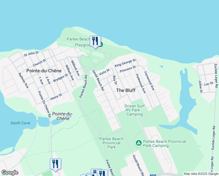 map of restaurants, bars, coffee shops, grocery stores, and more near 7 Sandshore Drive in Pointe-du-Chêne