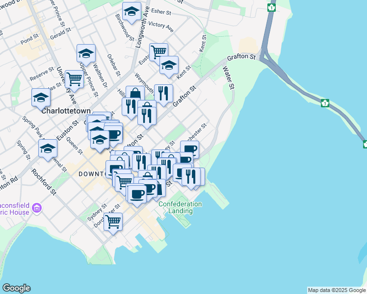 map of restaurants, bars, coffee shops, grocery stores, and more near in Charlottetown