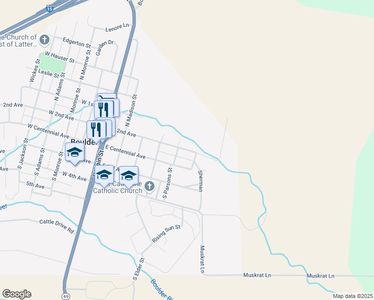 map of restaurants, bars, coffee shops, grocery stores, and more near 407 East 2nd Avenue in Boulder