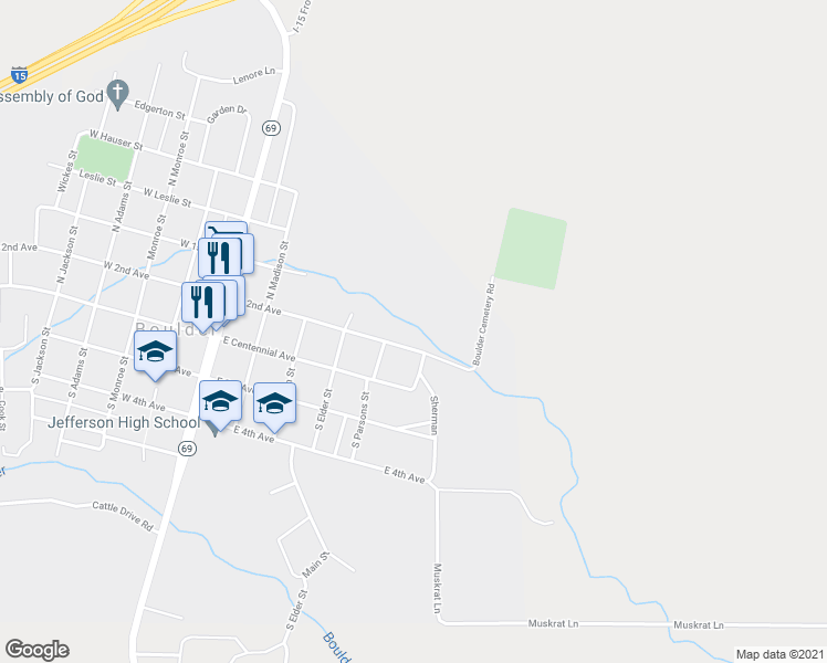 map of restaurants, bars, coffee shops, grocery stores, and more near 407 East 2nd Avenue in Boulder