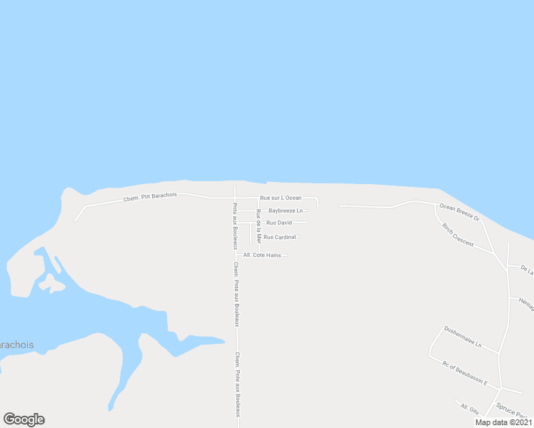 map of restaurants, bars, coffee shops, grocery stores, and more near 29 Baybreeze Lane in Beaubassin East
