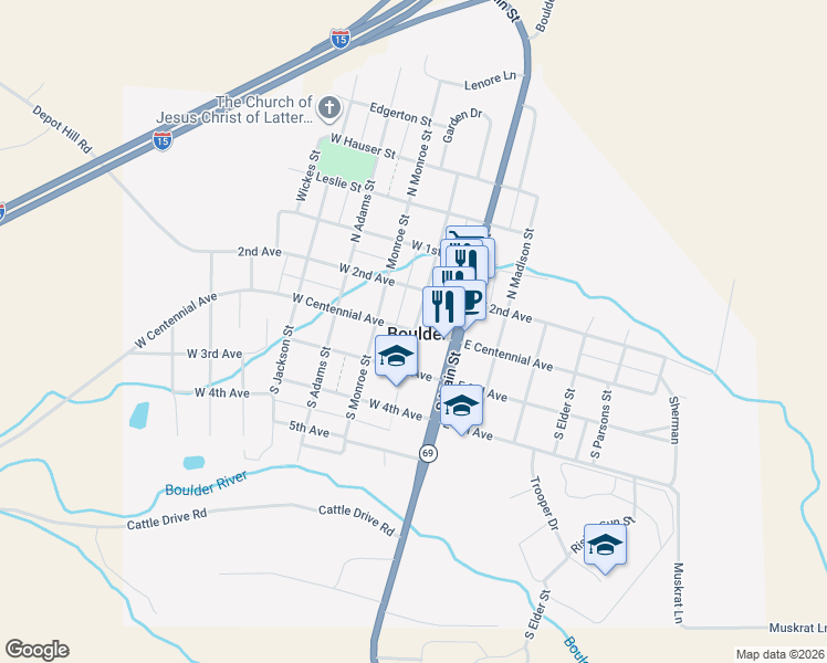 map of restaurants, bars, coffee shops, grocery stores, and more near 200 West Centennial Avenue in Boulder