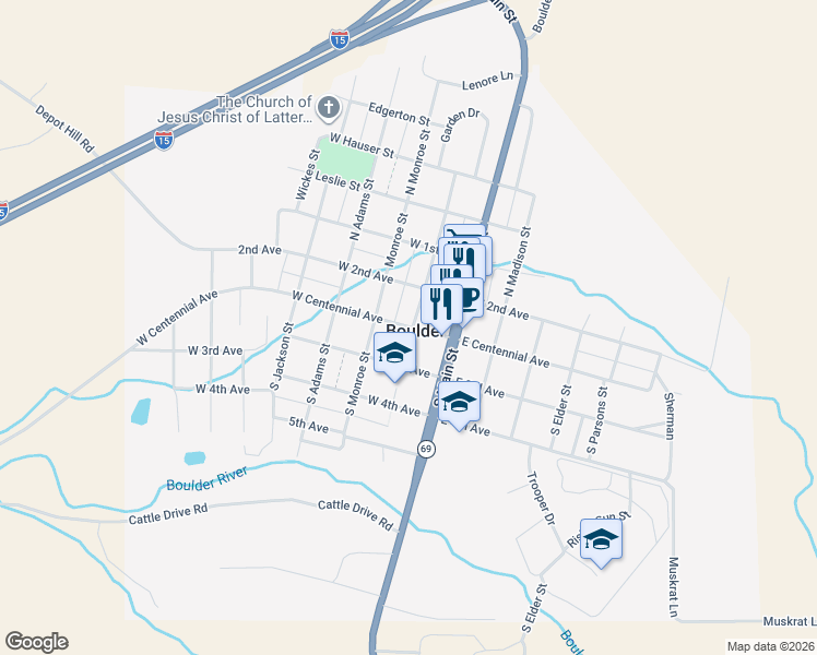 map of restaurants, bars, coffee shops, grocery stores, and more near 210 West Centennial Avenue in Boulder