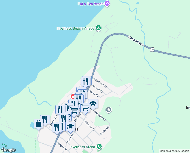 map of restaurants, bars, coffee shops, grocery stores, and more near 9 Maclean Street in Inverness