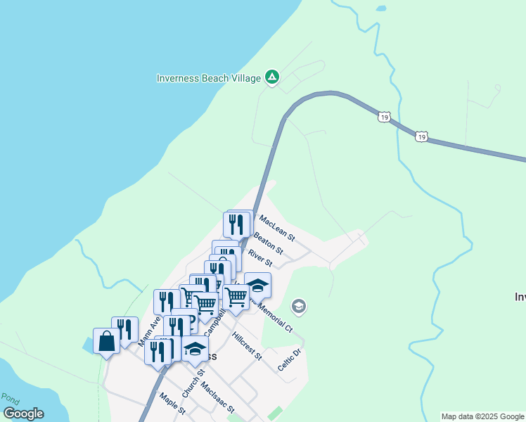 map of restaurants, bars, coffee shops, grocery stores, and more near 9 Maclean Street in Inverness