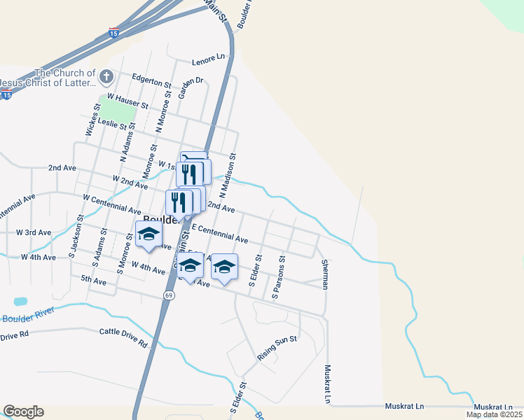 map of restaurants, bars, coffee shops, grocery stores, and more near 307 East 2nd Avenue in Boulder
