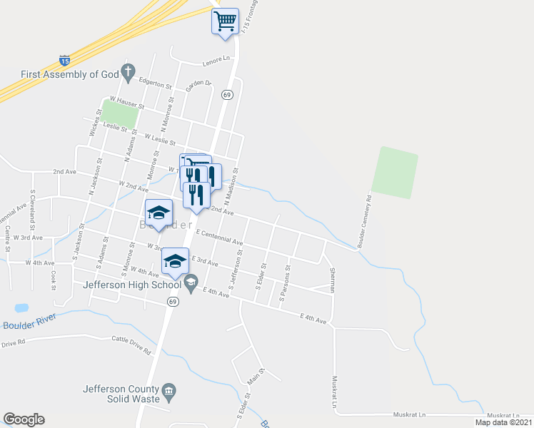 map of restaurants, bars, coffee shops, grocery stores, and more near 307 East 2nd Avenue in Boulder