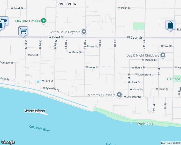 map of restaurants, bars, coffee shops, grocery stores, and more near 1007-1015 North Road 55 in Pasco