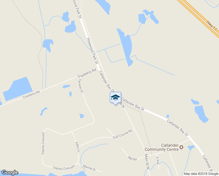 map of restaurants, bars, coffee shops, grocery stores, and more near 1135 Main Street North in Parry Sound District