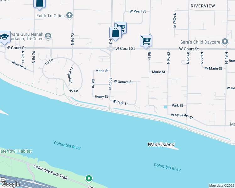map of restaurants, bars, coffee shops, grocery stores, and more near 6710 W Olivia Ct in Pasco
