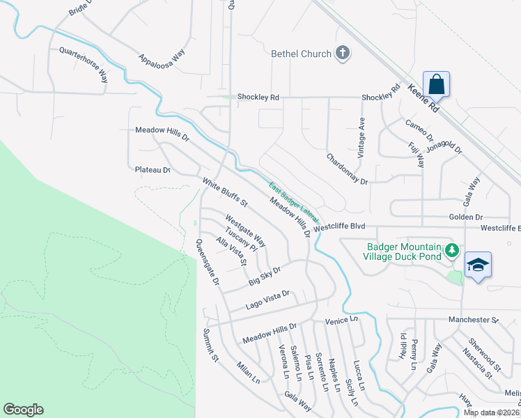 map of restaurants, bars, coffee shops, grocery stores, and more near 1348 White Bluffs Street in Richland