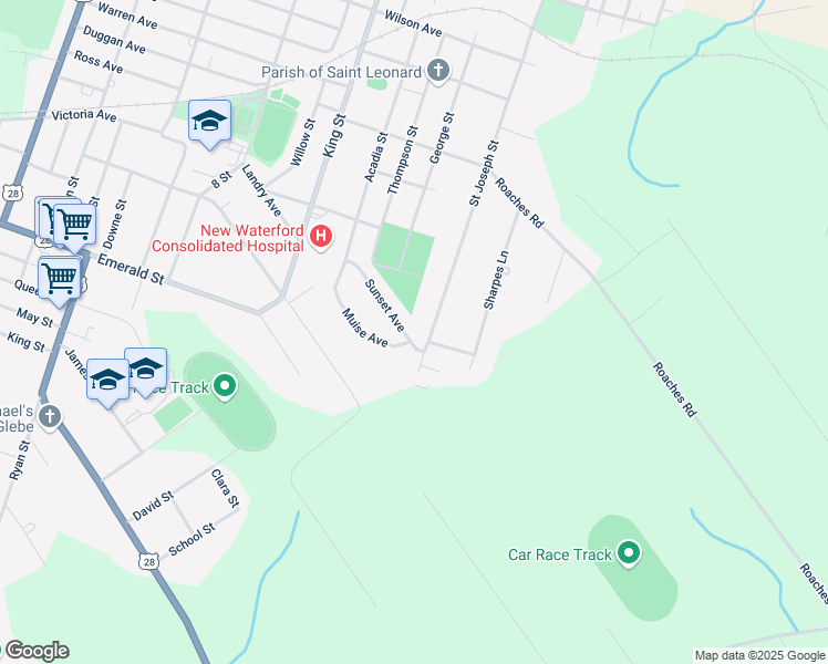 map of restaurants, bars, coffee shops, grocery stores, and more near 3162 Sunset Avenue in New Waterford