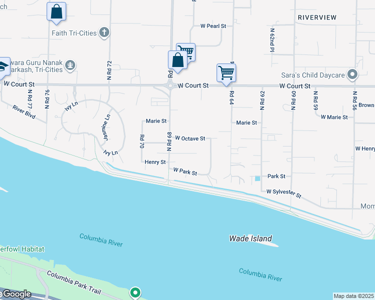 map of restaurants, bars, coffee shops, grocery stores, and more near 6710 W Olivia Ct in Pasco