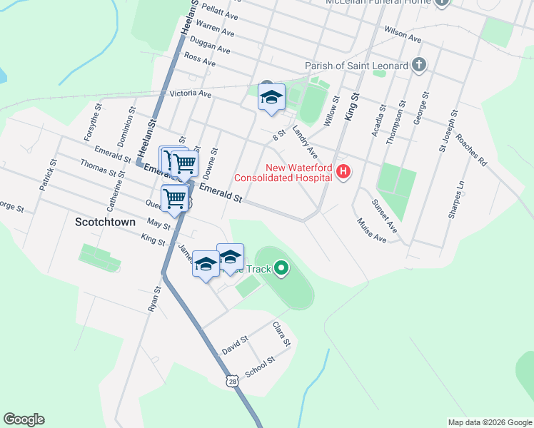 map of restaurants, bars, coffee shops, grocery stores, and more near 3362 Emerald Street in River Ryan