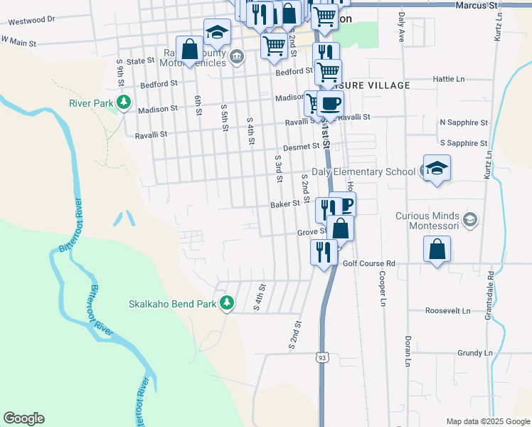 map of restaurants, bars, coffee shops, grocery stores, and more near 804 South 4th Street in Hamilton